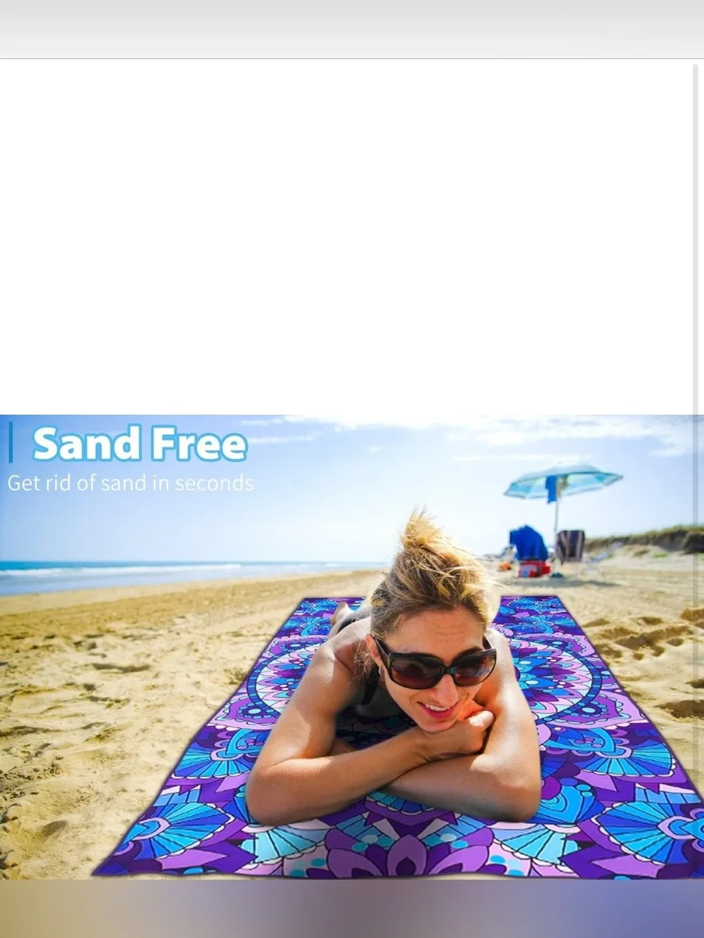 QINQINAMU || 2 PCK Beach Towel - Purple/Blue Floral Quick-Dry Microfiber